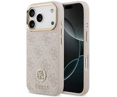 GUESS dėklas, skirtas IPHONE 17 Pro, suderinamas su MagSafe GUHMP17LP4GRMDEP (PU su 4G Strass logotipu), rožinis