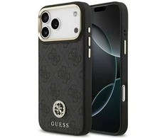 GUESS dėklas, skirtas IPHONE 17 Pro Max, suderinamas su MagSafe GUHMP17XP4GRMDEK (PU W/ 4G Strass Logo) juodas