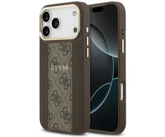 GUESS dėklas, skirtas IPHONE 17 Pro Max, suderinamas su MagSafe GUHMP17XPG4SEMCW (PU su 4G juostele), rudas