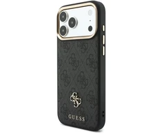 Dėklas Guess 4G su portfelem i smyczą Magsafe do iPhone 18 Pro Max / 17 Pro Max juoda