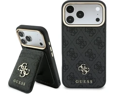 Dėklas Guess 4G su Magsafe pinigine, skirtas iPhone 18 Pro / 17 Pro, juodas