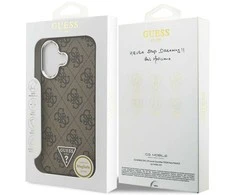 GUESS dėklas, skirtas IPHONE 17, suderinamas su „MagSafe“ GUHMP17SP4TSRCMW (PU 4G su trikampio logotipu SL), ruda