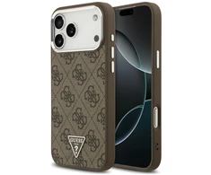 Guess 4G Triangle Logo MagSafe dėklas, skirtas iPhone 18 Pro Max / 17 Pro Max, rudas, sidabrinis