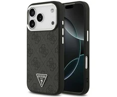 Dėklas Guess 4G Triangle Logo MagSafe Apple iPhone 17 Pro juodos spalvos sidabrinis