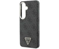 Guess PU Leather 4G Strass Triangle Logo Gold Frame Magnetic dėklas skirtas Samsung Galaxy S26 juodos spalvos