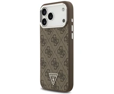 Guess 4G Triangle Logo MagSafe dėklas, skirtas iPhone 18 Pro Max / 17 Pro Max, rudas, sidabrinis
