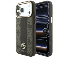 Dėklas Guess 4G with Stripe Round and Classic Logos MagSafe do iPhone 18 Pro / 17 Pro ruda
