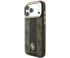 Dėklas Guess 4G with Stripe Round and Classic Logos MagSafe do iPhone 18 Pro Max / 17 Pro Max ruda