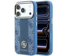 Dėklas Guess 4G with Stripe Round and Classic Logos MagSafe do iPhone 18 Pro Max / 17 Pro Max mėlyna