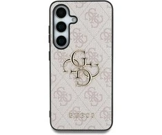 Guess PU 4G Metal Logo dėklas skirtas Samsung Galaxy S25 Ultra rožinės spalvos