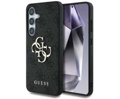 Guess PU 4G Metal Logo dėklas skirtas Samsung Galaxy S25 pilkos spalvos