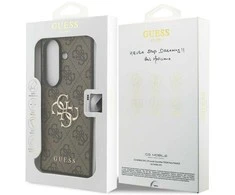 Guess PU 4G Metal Logo dėklas skirtas Samsung Galaxy Z Fold 7 rudos spalvos