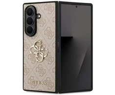 Guess PU 4G Metal Logo dėklas skirtas Samsung Galaxy Z Fold 7 rožinės spalvos