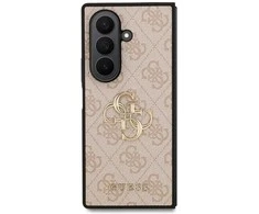 Guess PU 4G Metal Logo dėklas skirtas Samsung Galaxy Z Fold 7 rožinės spalvos