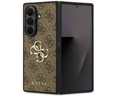 Guess PU 4G Metal Logo dėklas skirtas Samsung Galaxy Z Fold 7 rudos spalvos