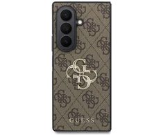 Guess PU 4G Metal Logo dėklas Samsung Galaxy Z Fold 8 Ultra rudos spalvos