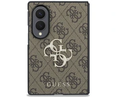 Guess PU 4G Metal Logo dėklas Samsung Galaxy Z Fold 8 rudos spalvos