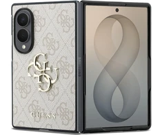 Guess PU 4G Metal Logo dėklas Samsung Galaxy Z Fold 8 rožinės spalvos