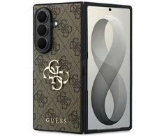Guess PU 4G Metal Logo dėklas Samsung Galaxy Z Fold 8 Ultra rudos spalvos