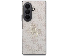 Guess PU 4G Metal Logo dėklas Samsung Galaxy Z Fold 8 Ultra rožinės spalvos