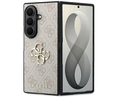 Guess PU 4G Metal Logo dėklas Samsung Galaxy Z Fold 8 Ultra rožinės spalvos
