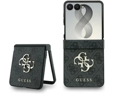 Guess PU 4G Metal Logo dėklas Samsung Galaxy Z Flip 8 pilkos spalvos
