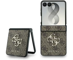 Guess PU 4G Metal Logo dėklas Samsung Galaxy Z Flip 8 rudos spalvos