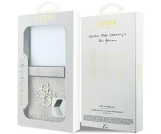 Guess PU 4G Metal Logo dėklas Samsung Galaxy Z Flip 8 rožinės spalvos