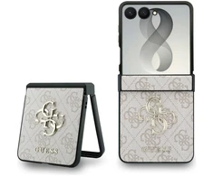 Guess PU 4G Metal Logo dėklas Samsung Galaxy Z Flip 8 rožinės spalvos