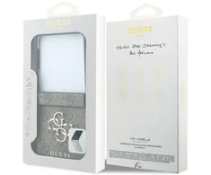Guess PU 4G Metal Logo dėklas Samsung Galaxy Z Flip 8 rudos spalvos