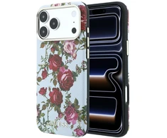 Dėklas Guess Blossom Roses Print MagSafe do iPhone 18 Pro Max / 17 Pro Max mėlyna
