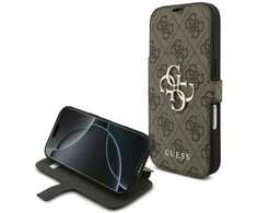Dėklas Guess Book 4G Metal Logo do iPhone 18 Pro / 17 Pro ruda