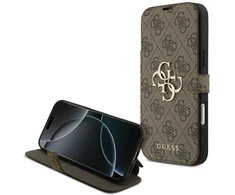 Dėklas Guess Book 4G Metal Logo do iPhone 18 Pro Max / 17 Pro Max ruda