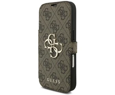Dėklas Guess Book 4G Metal Logo do iPhone 18 Pro / 17 Pro ruda
