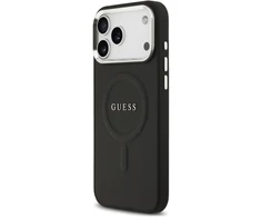 Dėklas Guess Classic Logo MagSafe skirtas iPhone 18 Pro / 17 Pro juodas