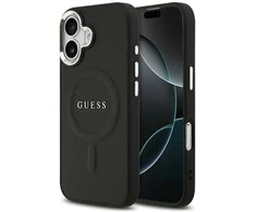 Guess PU Saffiano MagSafe dėklas skirtas Apple iPhone 17 juodos spalvos