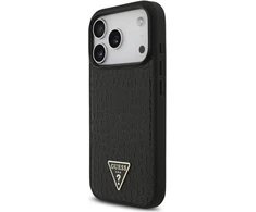 Dėklas Guess Croco Triangle Logo MagSafe do iPhone 18 Pro Max / 17 Pro Max juoda