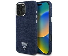 Guess Denim Triangle Logo MagSafe iPhone 16 Pro Max Dėklas - Mėlyna