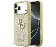 Guess Fixed Glitter Big 4G dėklas skirtas Apple iPhone 17 Pro Max aukso spalvos