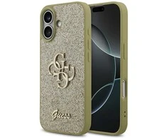 Dėklas Guess Fixed Glitter Big 4G skirtas Apple iPhone 17 aukso spalvos
