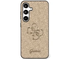 Guess Fixed Glitter Big 4G Metal Logo Samsung Galaxy S25 Plus dėklas telefonui auksos spalvos