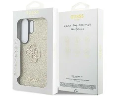 „Dėklas Guess“ fiksuotas blizgus didelis metalinis 4G logotipas, skirtas „Samsung Galaxy S26 Ultra“ – zlotų