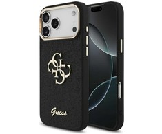 Guess Fixed Glitter Big 4G Metal Frame – dėklas skirtas Apple iPhone 17 Pro Max juodas