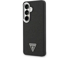 Guess fiksuotas blizgučių trikampio formos „MagSafe“ dėklas, skirtas „Samsung Galaxy S26“, juodas