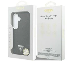 Dėklas Guess Fixed Glitter Triangle MagSafe Samsung Galaxy S26 juodos spalvos