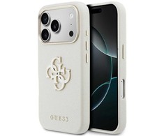 GUESS dėklas, skirtas IPHONE 17 Pro GUHCP17L5PS4RGGE (PU FW Resin Logo) smėlio spalvos
