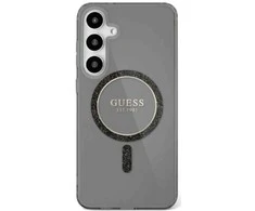 Guess Glitter Circle Classic Logo MagSafe Samsung Galaxy S25 Ultra dėklas telefonui juodos spalvos