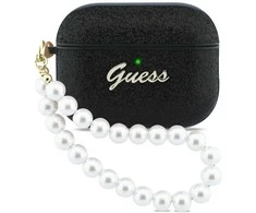 „Guess“ blizgantis perlų dirželio dėklas, skirtas „AirPods Pro 3“ ausinėms - Juodas