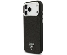 Dėklas Guess Glitter Triangle Logo MagSafe Case for iPhone 17 Pro Max / 18 Pro Max - Juodas