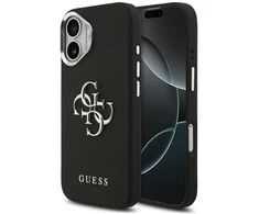 „Guess Grained Big 4G Classic“ logotipo dėklas, skirtas iPhone 17 - juodas